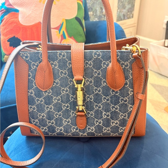Gucci Denim Jackie 1961 Medium Tote Bag - Picture 1 of 11